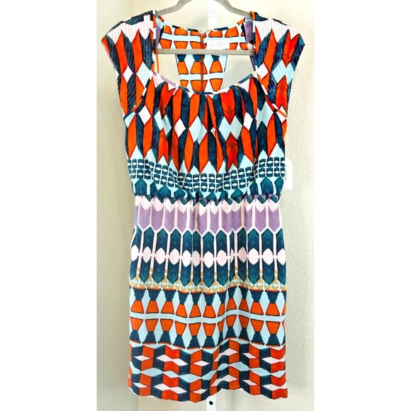 NWT Jessica‎ Simpson Midi Dress Sleeveless Pockets Cut Outs Purple Orange Blue 6 - Picture 3 of 12